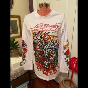 Vintage Ed Hardy women's long sleeve tee